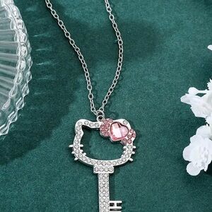 Elegant HK Silver Key Pendant Necklace